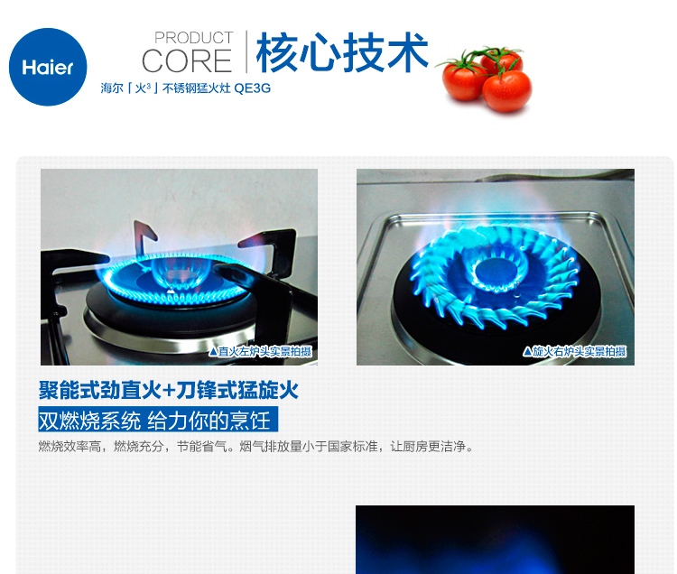 
                                                            海尔（Haier）4.1KW鸳鸯火 不锈钢嵌入式燃气灶（天然气）JZT-QE3G(12T)                