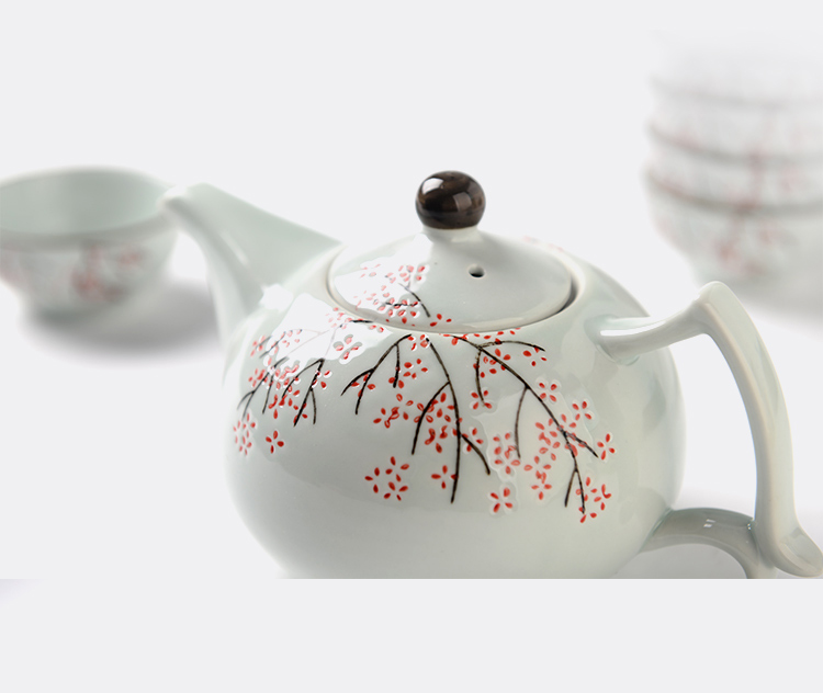 亿嘉ijarl lototo创意陶瓷日式和风茶壶茶杯功夫茶具6件套装 樱花