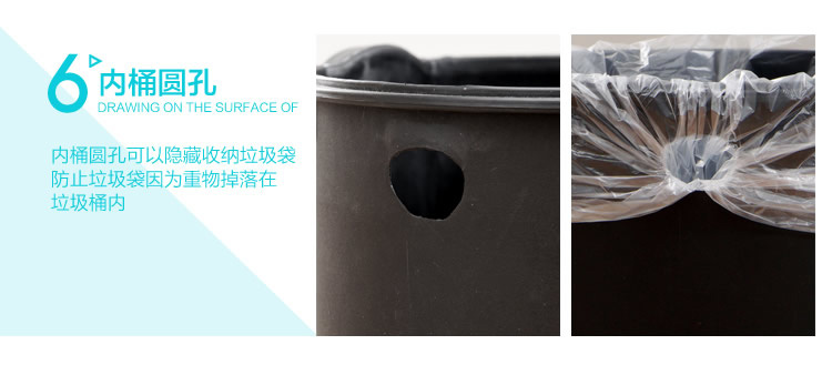 欧润哲 垃圾桶 专利款 12L不锈钢加厚 缓降静音废纸箩 自带胶袋式