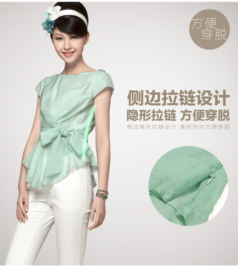 
                                        十月传奇气质新款韩版系带衬衣职业通勤OL短袖衬衫SSC304001 白色 XXL                