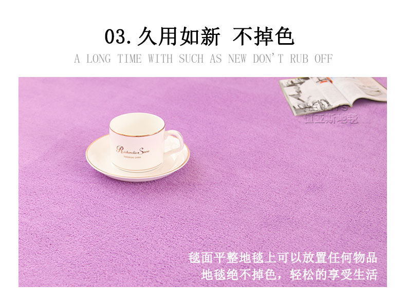 恒亚斯地毯 客厅地毯珊瑚绒浴室地毯茶几卧室飘窗毯定制 紫色 80*160cm