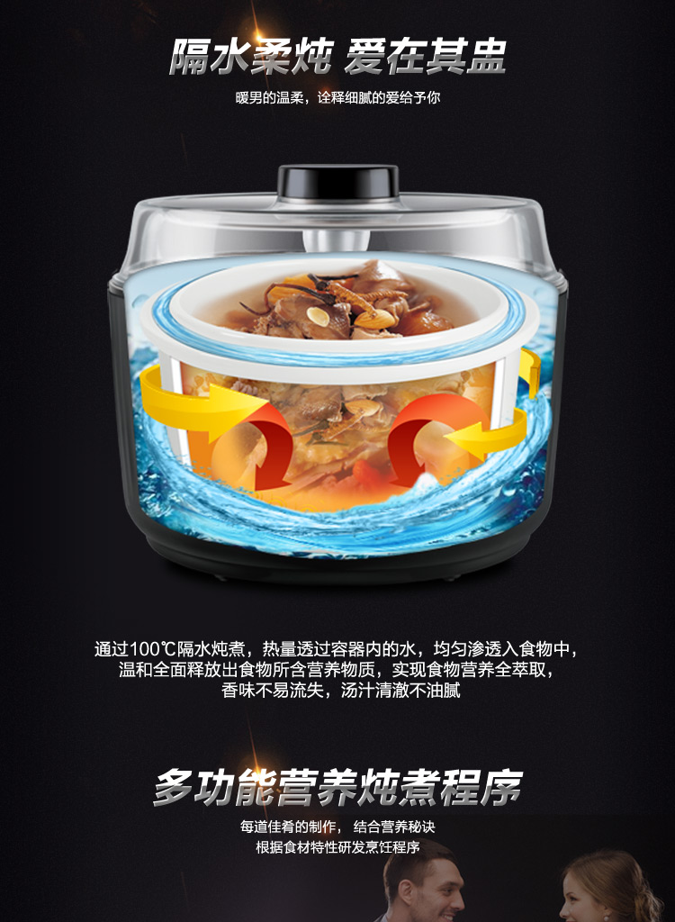 
                                        天际(TONZE)电炖锅隔水炖 不锈钢直炖1锅3胆DGD18-18EWG 1.8L                