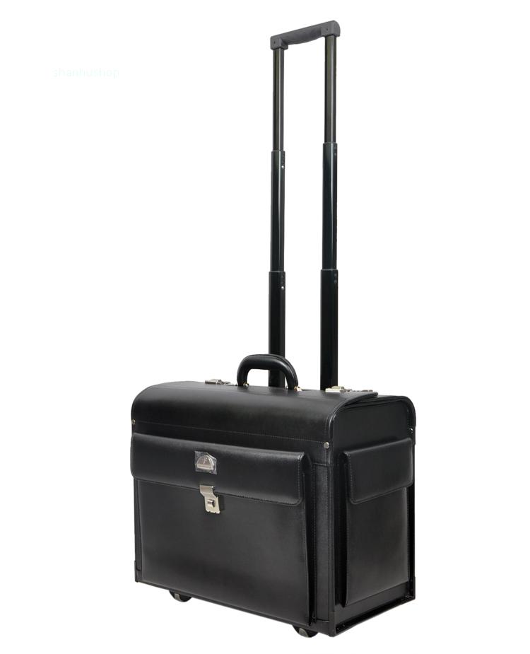 【d05拉杆包黑色】安途尔牛皮航空箱多功能机长拉杆箱电脑箱登机箱行