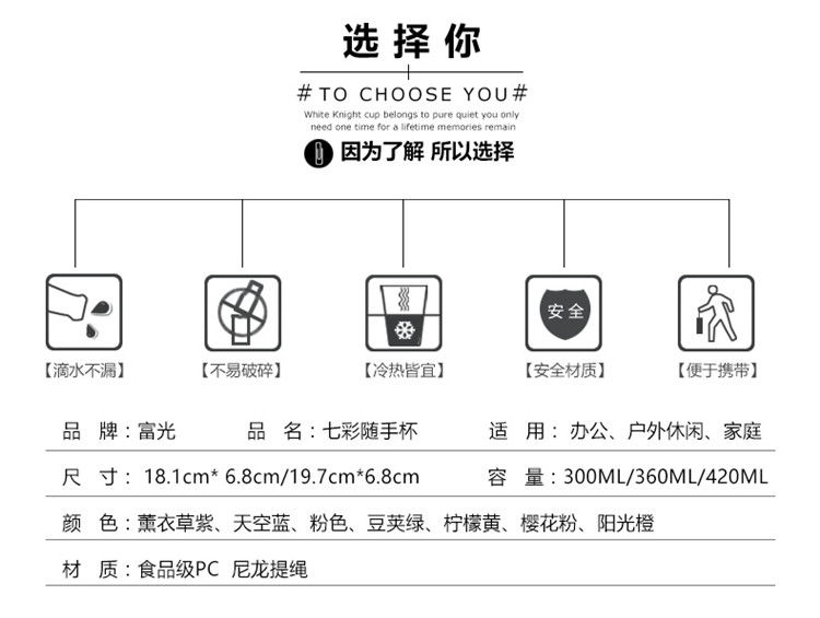 
                                        富光拾喜随手杯 七彩水杯创意水杯暖手杯 情侣对杯 冬季暖手杯子 带茶隔 360ml 樱花粉 360ml                