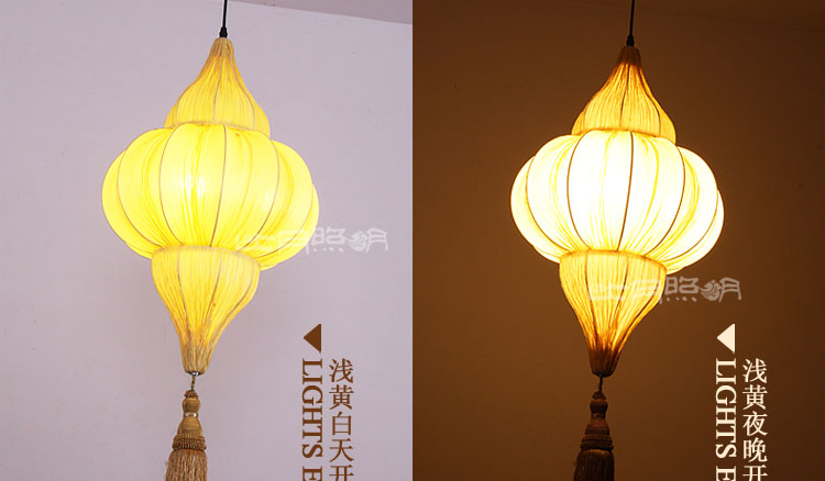 比月 中式吊灯客厅古典卧室餐厅灯具酒店波西米亚布艺大吊灯3279 酒红色
