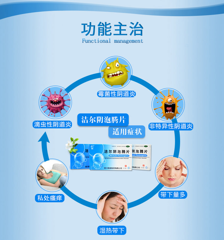 恩威 洁尔阴泡腾片12片 滴虫霉菌性阴道炎妇科炎症 阴部瘙痒