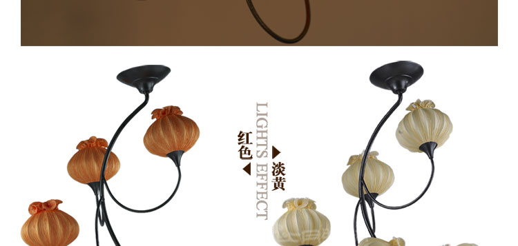 比月中式吊灯具复式楼梯现代简约大气客厅吊灯餐厅大堂装饰灯具3336 橙色 九头吊灯