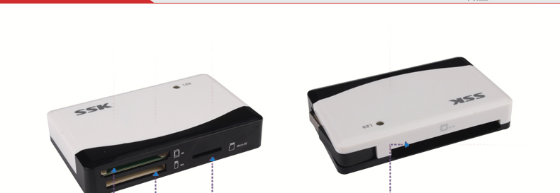 SSK飚王 SCRM057奔腾2代多合一功能读卡器 支持TF\SD\CF\MS等手机相机卡