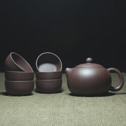 丁山 全手工紫砂壶西施宜兴正品紫泥茶壶茶杯 整套功夫茶具 西施容量