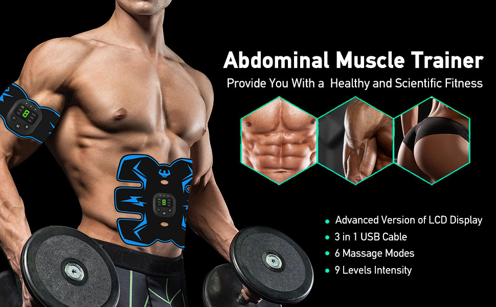 6 Modes Mini Muscle Toner ABS Stimulator EMS Abdominal Trainer Wireless Massager 