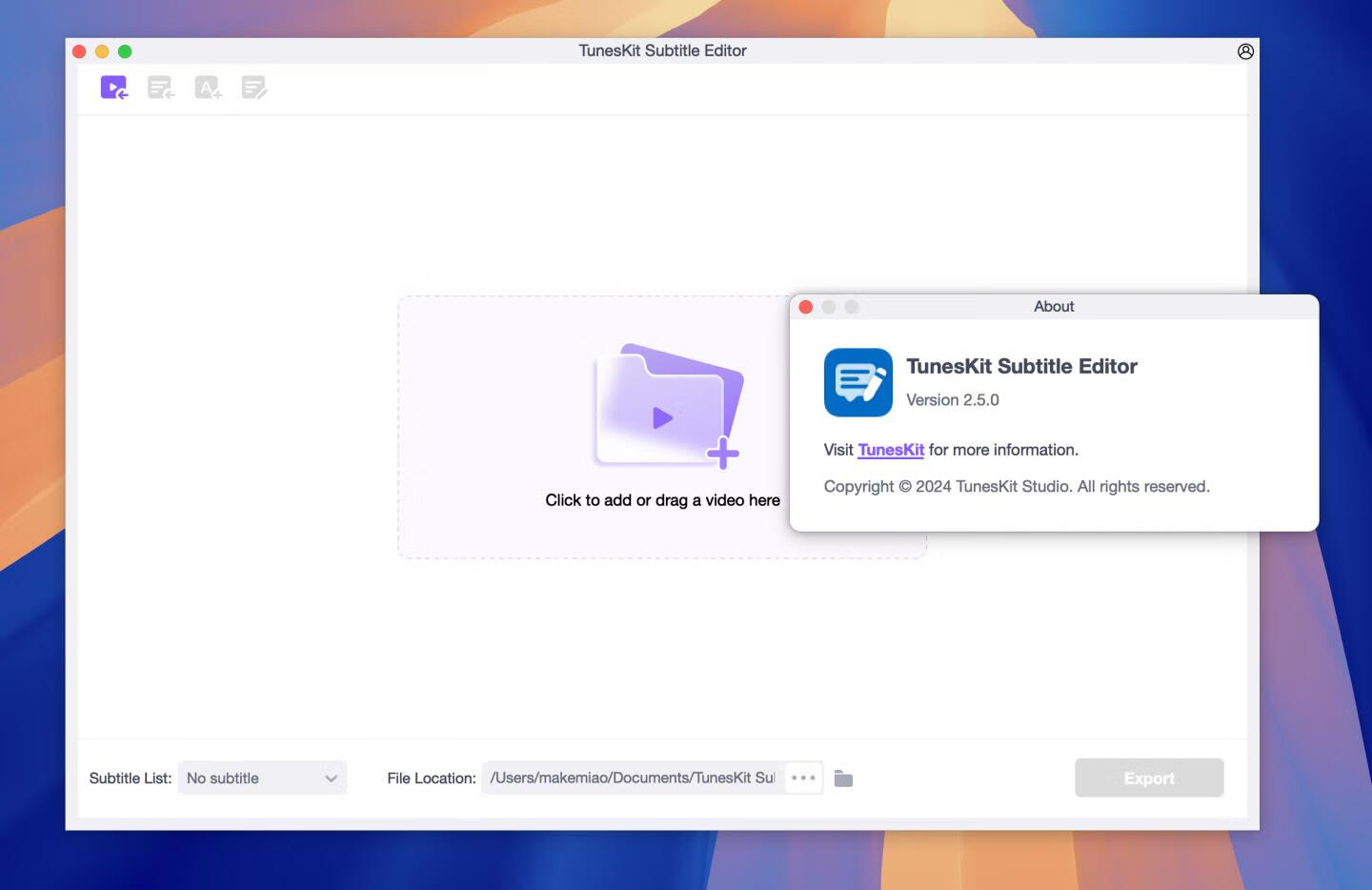 TunesKit Subtitle Editor for Mac v2.5.0激活版 字幕编辑工具