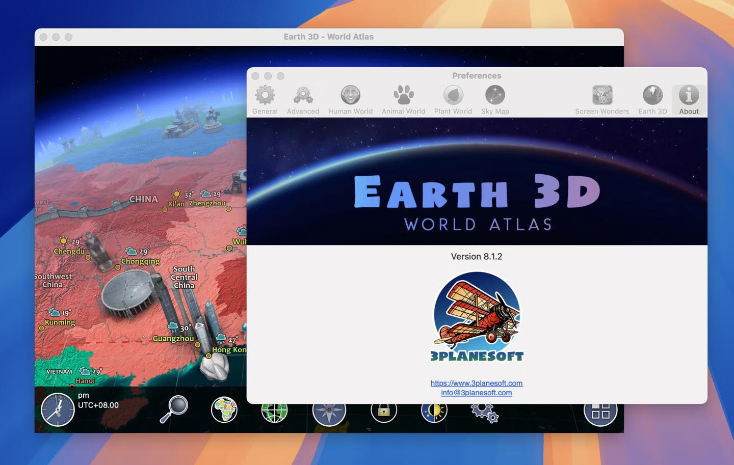 Earth 3D for Mac v8.1.2免激活版 3D地球模拟软件