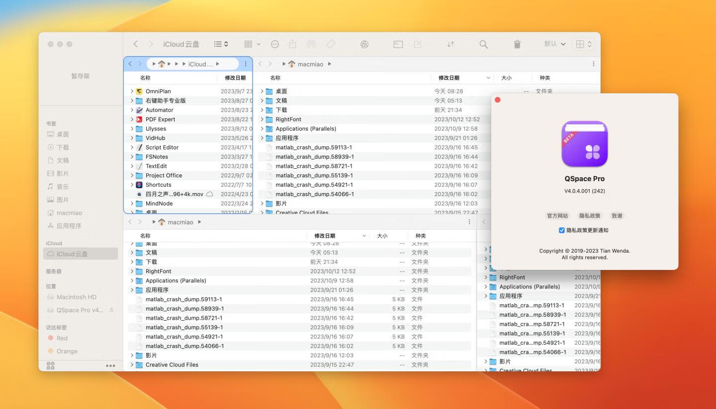 QSpace Pro for Mac v4.0.4.001 Beta 中文破解版 多窗格文件管理 效率神器