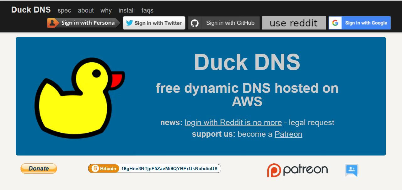 DuckDNS免费提供DDNS服务，支持duckdns.org子域名