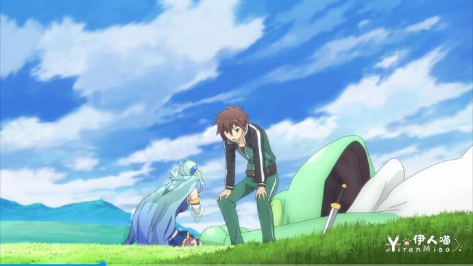 1.png 「为美好的世界献上祝福」第二集上 智障女神阿库娅在第几集开始被青蛙吞 当然是本集就开始了