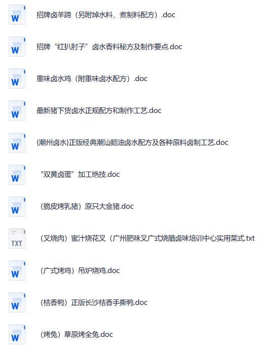 [卤味大全]集齐了全国热门卤味小吃核心技术，配方全解析精准到克