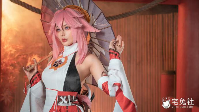 阿九从不咕咕 cosplay作品003 八重神子 (1) 宅兔社.jpg 阿九从不咕咕全套cos图片合集 肉墩墩的八重樱子你扛得住吗?