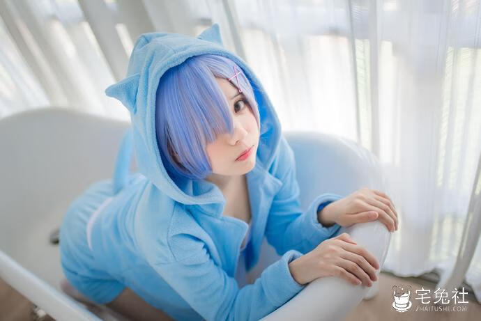 小野妹子w cosplay作品 蕾姆 蓝色精灵 (1) 宅兔社.jpg 小野妹子w全套cos图片合集 B站宅舞区的清纯萌妹子