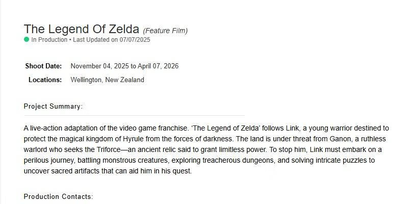 传《塞尔达传说》真人电影已开机！上映计划不变-403ol