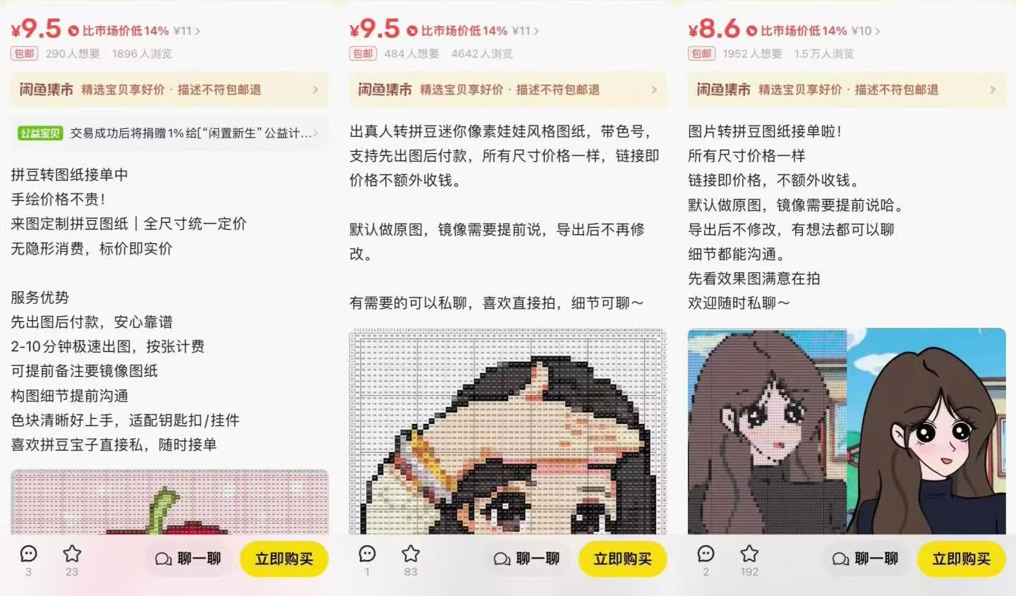 图片[5]-在闲鱼卖拼豆图纸生成器，一单1.8-9.9，单号月收益2000+ - 87副业网-87副业网