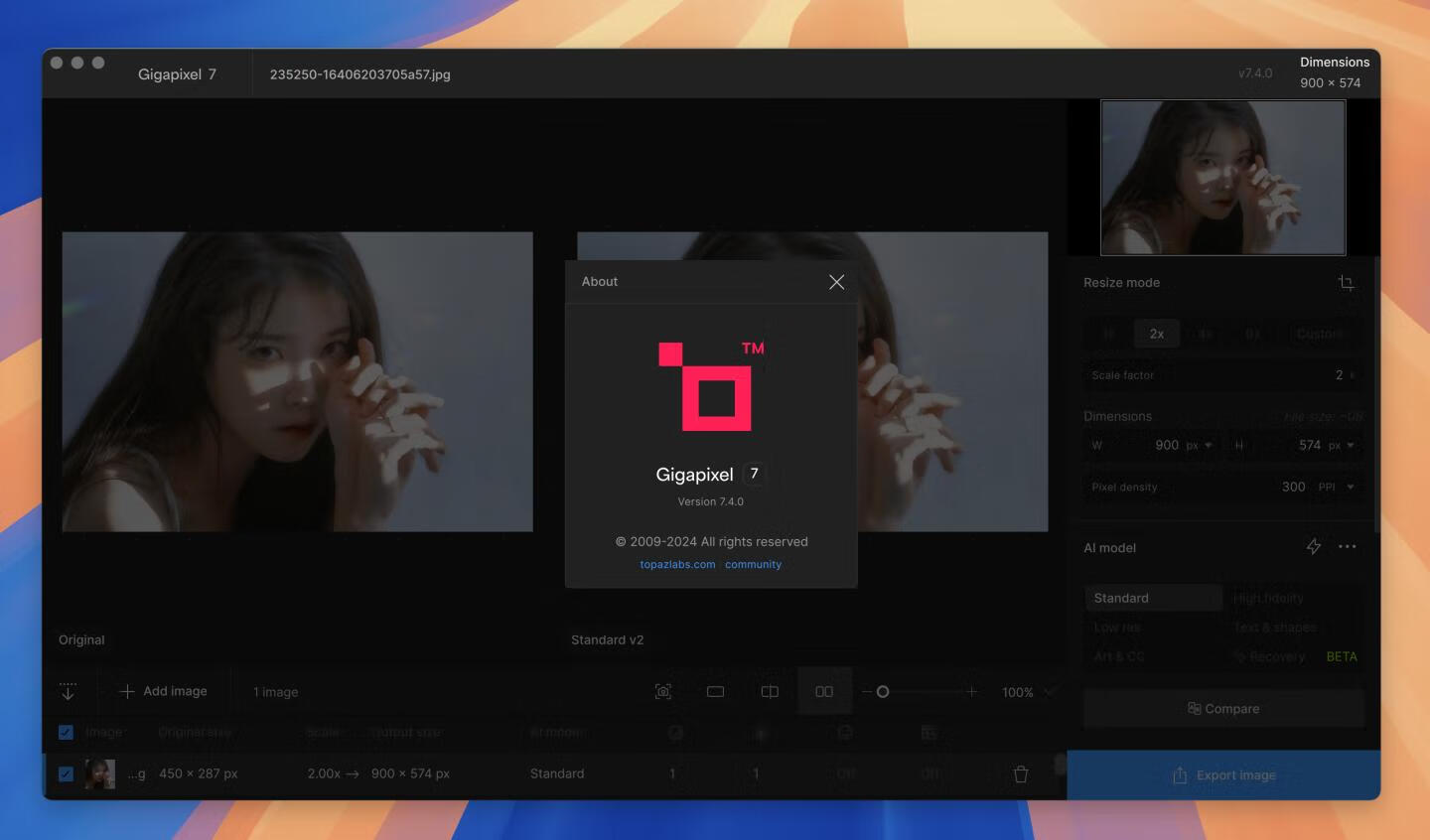 Topaz Gigapixel AI for Mac v7.4.0 直装版 图片无损放大软件