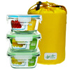 

【Jingdong Supermarket】 Beit Aisi heat-resistant glass crisper three-piece (400ml + 450ml * 2) oven microwave oven lunch box RL3-02B send blue bag