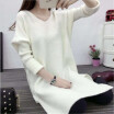 Oloey Womens Autumnwinter New Korean Version Of Simple Pure Color Double V Neck Long Loose Knitted Sweater Pullovers oloey kopen in de aanbieding Oloey Womens Autumnwinter New Korean Version Of Simple Pure Color Double V Neck Long Loose Knitted Sweater Pullovers oloey kopen in de aanbieding