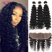 Alot Malaysian Deep Wave 3 Bundles Hair With Lace Frontal Closure Malaysia Virgin Human Weave alot kopen in de aanbieding Alot Malaysian Deep Wave 3 Bundles Hair With Lace Frontal Closure Malaysia Virgin Human Weave alot kopen in de aanbieding