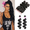 Ys Hair Body Wave 7A Brazilian Virgin Weave With Pre Plucked Natural Line Closure 360 Lace Frontal 2 Bundles Extension ys hair kopen in de aanbieding