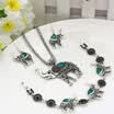 Vintage Turkish Elephant Jewelry Sets Retro Silver Color India Jewelry Necklace Hook Earrings Flower Bracelet Bohemia Bridal