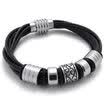 Hpolw Black Leather Biker Mens Bracelet Magnetic Stainless Steel Clasp - 8 85 9