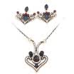 Vintage Turkish Women Heart Necklace Flower Earring Jewelry Sets Antique Color Tulip Flower Pendant Necklace Adjustable Earrings