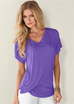 Nulibenna Womens Solid Color Drapy V Neck T Shirt nulibenna kopen in de aanbieding