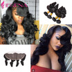 Serena Brazilian Virgin Hair With Closure Loose Wave 4 Bundles Top Lace Frontal serena kopen in de aanbieding