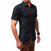 Mens Summer Fashion Short Sleeved Solid Color Cotton Shirt Plus SizeXS-4XL