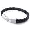 Hpolw Mens Leather Bracelet Braided Bangle Black
