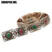 Las mujeres turcas Hollow Vintage amplia cadena de la cintura cintura correa de resina de color oro envejecido boda joyería étnica