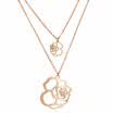 Womens Double Layer Camellia Flower Charm Rose Gold Necklace