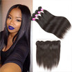 Glary Indian Human Hair Straight Bundles With Frontal Unprocessed Virgin Lace 4 Natural Black glary kopen in de aanbieding
