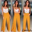 Mujer suelta Cintura alta Pierna ancha Pantalón acampanado Pantalón Palazzo Legging TAMAÑO MÁS