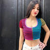Canis Fashion Women Rainbow Bustier Vest Crop Top Bralette Blouse Singlet T Shirt canis kopen in de aanbieding