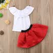 Flower Toddler Kids Baby Girl Off Shoulder Tops Dress Skirt Clothes Outfits UK