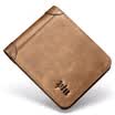 PTU wallet male first layer of leather short paragraph retro wallet multi-card position cross section ticket folder large capacity casual fashion wallet male models PQB2047-6Y6 soil yellow