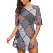 Gbtiger Half Sleeve Patchwork Print Drop Waist Dress gbtiger kopen in de aanbieding