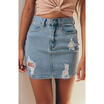 Duopindun Women Denim High Waisted Bodycon Pencil Ripped Frayed Midi Skirt Jeans duopindun kopen in de aanbieding