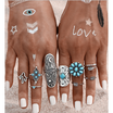 Canis Bohemian National Style Finger Knuckle Rings Sets Turquoise Ring Jewelry canis kopen in de aanbieding