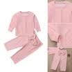 Toddle Baby Kids Girl Solid Velvet Top de manga larga Pantalones largos Ropa Outfit