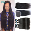 Angie Queen Brazilian Virgin Hair Straight With Closure Natural Color Human angie queen kopen in de aanbieding