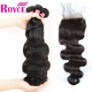 Royce 7A Malaysian Virgin Hair Body Wave 3Bundles With Closure Wetwavy Lace Human Extensions royce kopen in de aanbieding