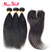 Anne Well 7A Brazilian Virgin Hair With Closure Top Straight Human Bundles Weaves anne well kopen in de aanbieding